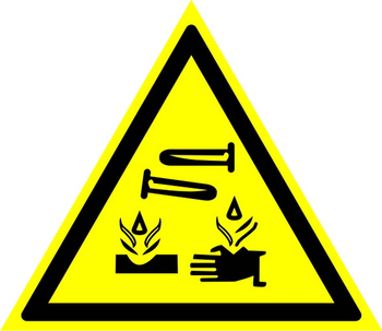 W04 опасно! едкие и коррозионные вещества (пластик, сторона 200 мм) - Знаки безопасности - Предупреждающие знаки - Магазин охраны труда Протекторшоп